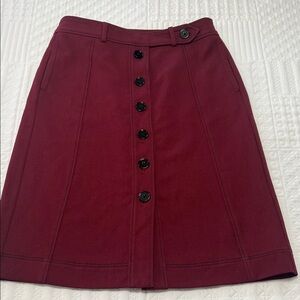 Liz Claiborne Burgundy Button-Front A-Line Skirt